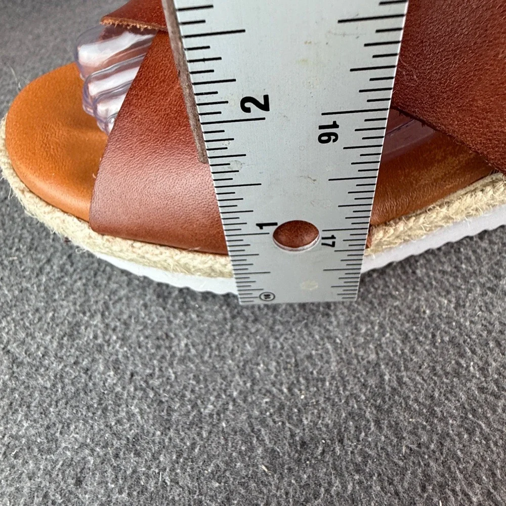 Bertuchi Womens 8 Brown Leather Espadrille Platform Slide‎ Sandals Spain
